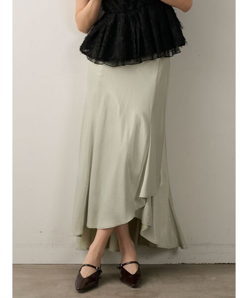 LAGUNAMOON（ラグナムーン）の「クロスレイヤードナロースカート（スカート・レディース・ブラウン/ミント/ベージュ/アイボリー・SMALL/MEDIUM）」の4枚目の写真