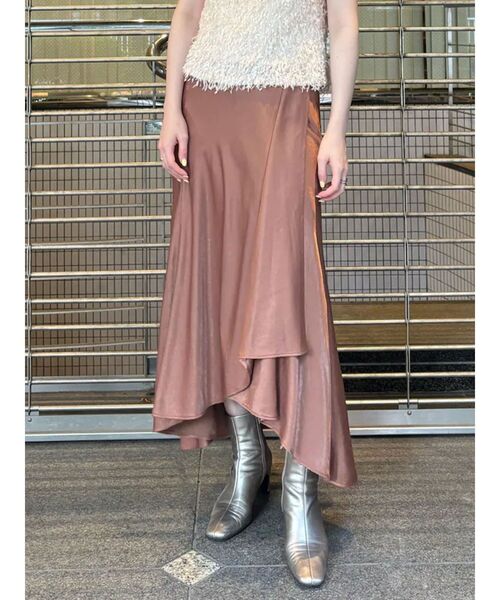 LAGUNAMOON（ラグナムーン）の「クロスレイヤードナロースカート（スカート・レディース・ブラウン/ミント/ベージュ/アイボリー・SMALL/MEDIUM）」の5枚目の写真