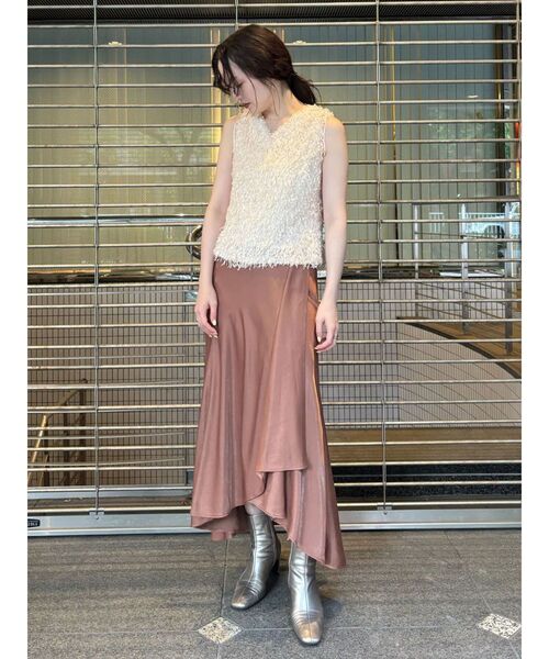 LAGUNAMOON（ラグナムーン）の「クロスレイヤードナロースカート（スカート・レディース・ブラウン/ミント/ベージュ/アイボリー・SMALL/MEDIUM）」の6枚目の写真