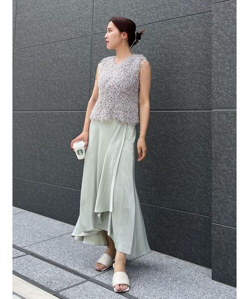 LAGUNAMOON（ラグナムーン）の「クロスレイヤードナロースカート（スカート・レディース・ブラウン/ミント/ベージュ/アイボリー・SMALL/MEDIUM）」の9枚目の写真