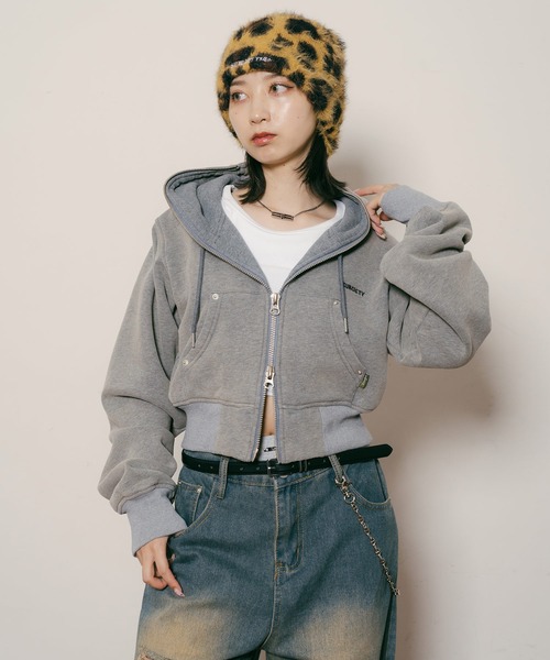 Subciety(サブサエティ)の「Full zip hoodie【WOMEN】(ベスト・レディース・グリーン/グレー/ブラック・FREE)」の2枚目の写真