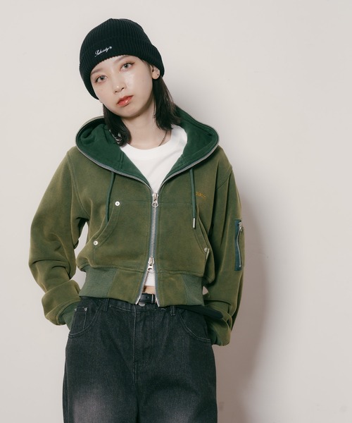 Subciety(サブサエティ)の「Full zip hoodie【WOMEN】(ベスト・レディース・グリーン/グレー/ブラック・FREE)」の3枚目の写真