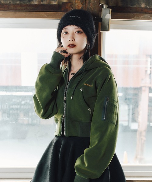 Subciety(サブサエティ)の「Full zip hoodie【WOMEN】(ベスト・レディース・グリーン/グレー/ブラック・FREE)」の6枚目の写真