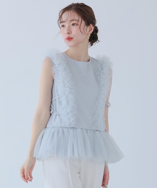 フィットモア♡フリル　トップス　チュール　新作 ボリュームチュールフリル2wayトップス（その他トップス）｜Fit more