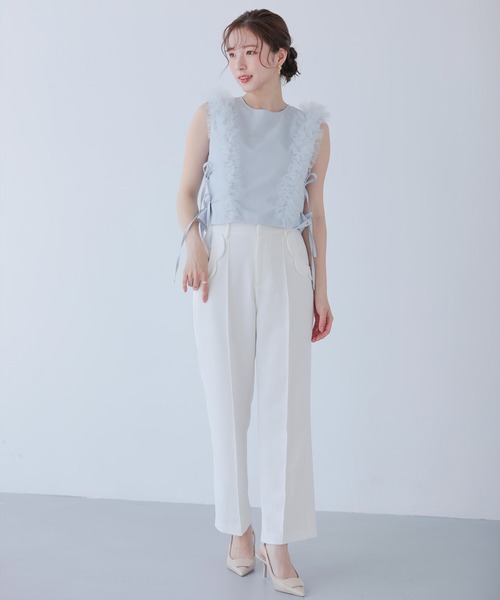 Fit more(フィットモア)の「ボリュームチュールフリル2wayトップス(その他トップス・レディース・ホワイト/ブラック/ブルー・FREE)」の4枚目の写真