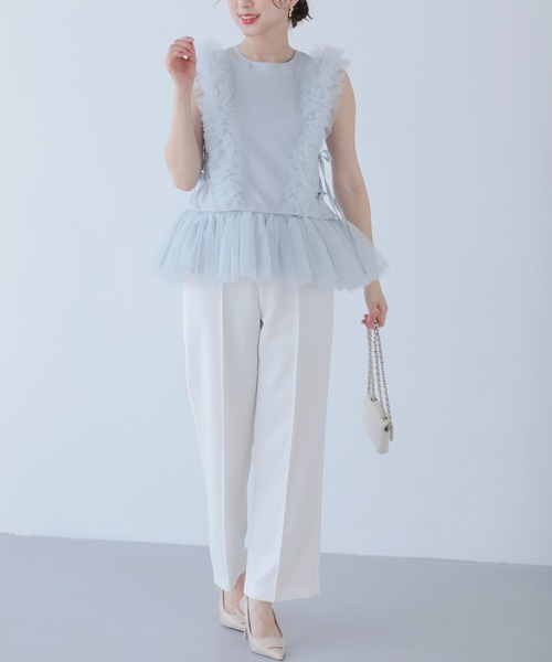 Fit more(フィットモア)の「ボリュームチュールフリル2wayトップス(その他トップス・レディース・ホワイト/ブラック/ブルー・FREE)」の6枚目の写真