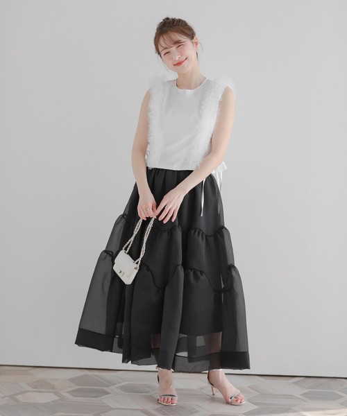 Fit more(フィットモア)の「ボリュームチュールフリル2wayトップス(その他トップス・レディース・ホワイト/ブラック/ブルー・FREE)」の11枚目の写真