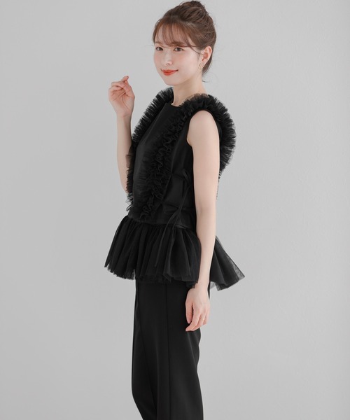 Fit more(フィットモア)の「ボリュームチュールフリル2wayトップス(その他トップス・レディース・ホワイト/ブラック/ブルー・FREE)」の15枚目の写真