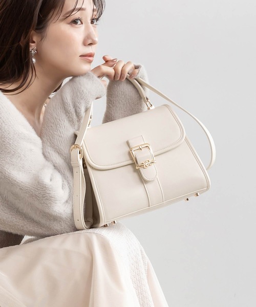 RANDA（ランダ）の「2WAYモノグラムデザインハンドバッグ（ハンドバッグ・レディース・アイボリー/ブラック/グレイッシュベージュ・FREE）」の2枚目の写真