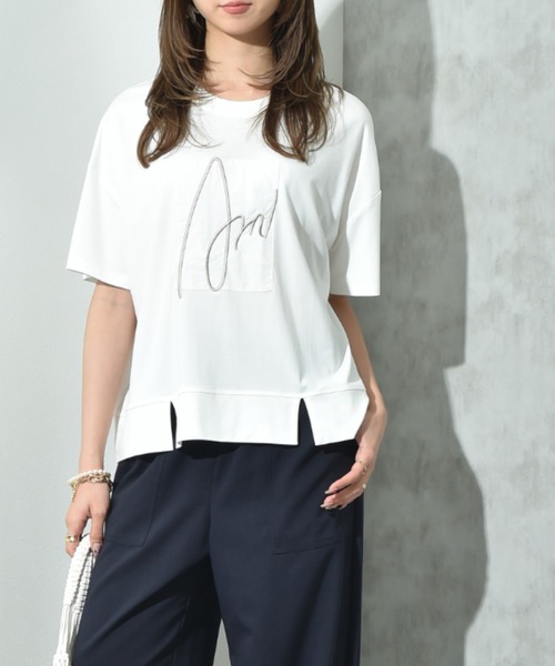 INTERPLANET(インタープラネット)の「アートロゴTシャツ(Tシャツ/カットソー・レディース・オフホワイト/ブラック・FREE)」の1枚目の写真