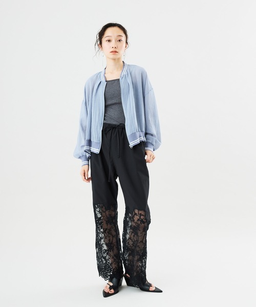 Muscat(マスカット)の「フラワーレースロングパンツ(その他パンツ・レディース・ホワイト/ブラック・F)」の3枚目の写真