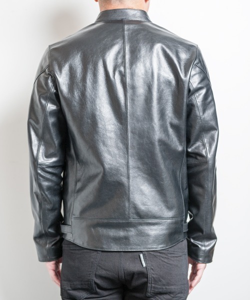 styling/ kei shirahata ラムレザー ライダース　シルバー 本革 シングルライダースジャケット メンズ ラムレザージャケット M/L
