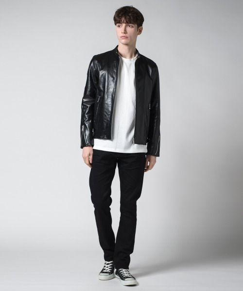 styling/ kei shirahata ラムレザー ライダース　シルバー ラッピング無料】ライダースジャケット [Merfirge]ラムレザー ダブル