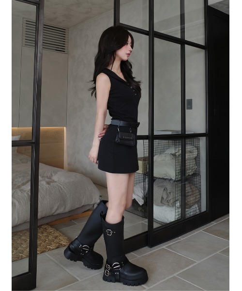 ヘンリーネックフードミニワンピース（ワンピース）｜Darich