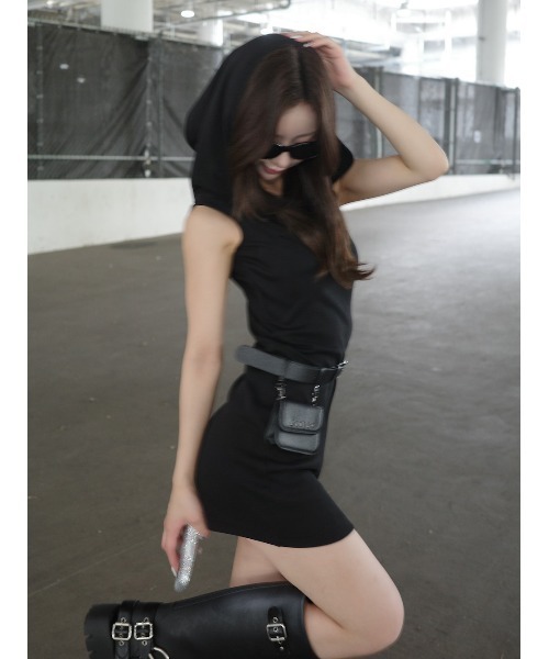 ダーリッチ ヘンリーネックフードミニワンピース ダーリッチ Darich ヘンリーネックフードミニワンピース