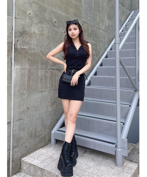 darich ヘンリーネックフードミニワンピース ヘンリーネックフードミニワンピース（ワンピース）｜Darich