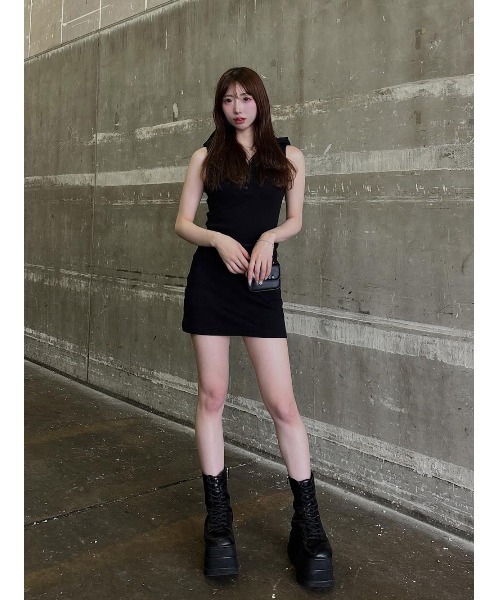 ダーリッチ ヘンリーネックフードミニワンピース ダーリッチ Darich ヘンリーネックフードミニワンピース