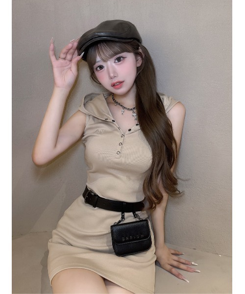 Darich ダーリッチ ヘンリーネックフードミニワンピース ヘンリーネックフードミニワンピース（ワンピース）｜Darich