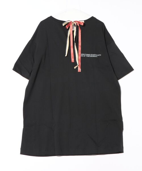 MARKEY'S（マーキーズ）の「バックスリットビッグＴシャツ/おとな（Tシャツ/カットソー・レディース・オレンジ/オフホワイト/ブラック・160cm）」の5枚目の写真