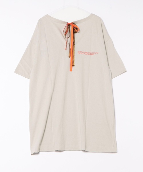 MARKEY'S（マーキーズ）の「バックスリットビッグＴシャツ/おとな（Tシャツ/カットソー・レディース・オレンジ/オフホワイト/ブラック・160cm）」の4枚目の写真