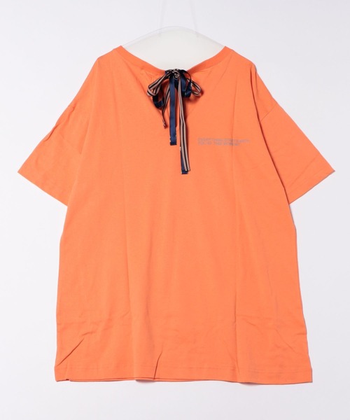 MARKEY'S（マーキーズ）の「バックスリットビッグＴシャツ/おとな（Tシャツ/カットソー・レディース・オレンジ/オフホワイト/ブラック・160cm）」の7枚目の写真