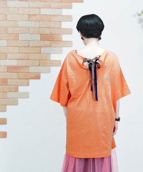 MARKEY'S（マーキーズ）の「バックスリットビッグＴシャツ/おとな（Tシャツ/カットソー・レディース・オレンジ/オフホワイト/ブラック・160cm）」の19枚目の写真