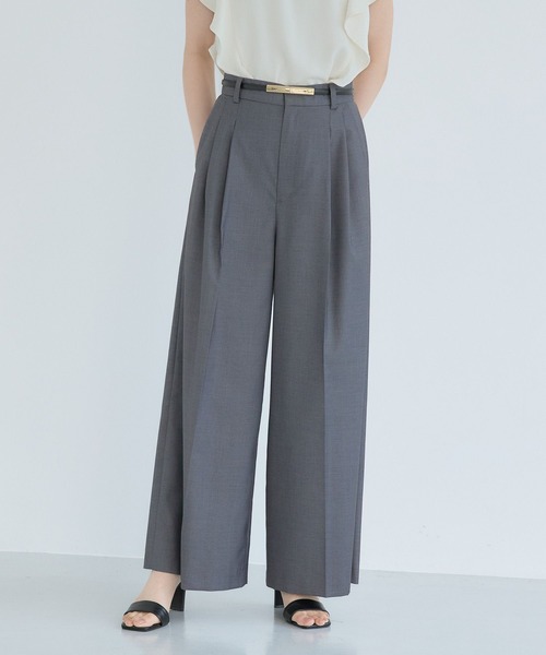 Andemiu（アンデミュウ）の「タックワイドパンツ579804（スラックス・レディース・アイボリー/ブラック/チャコールグレー・SMALL/MEDIUM）」の3枚目の写真