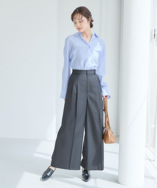 Andemiu（アンデミュウ）の「タックワイドパンツ579804（スラックス・レディース・アイボリー/ブラック/チャコールグレー・SMALL/MEDIUM）」の13枚目の写真