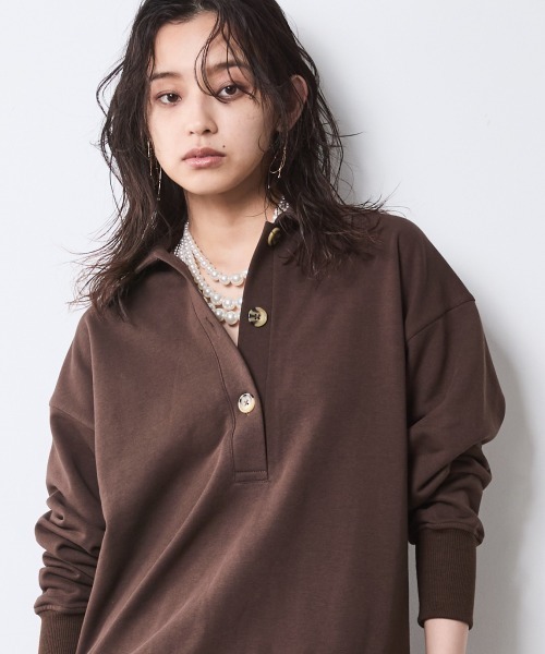 CHIC STYLE（シックスタイル）の「スウェットシャツ＜大きいサイズ有＞シックスタイル（シャツ/ブラウス・レディース・ブラウン/杢グレー/ネイビー・5L/4L/3L/LL/L/M）」の2枚目の写真