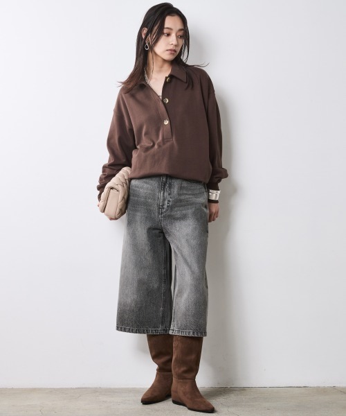 CHIC STYLE（シックスタイル）の「スウェットシャツ＜大きいサイズ有＞シックスタイル（シャツ/ブラウス・レディース・ブラウン/杢グレー/ネイビー・5L/4L/3L/LL/L/M）」の4枚目の写真