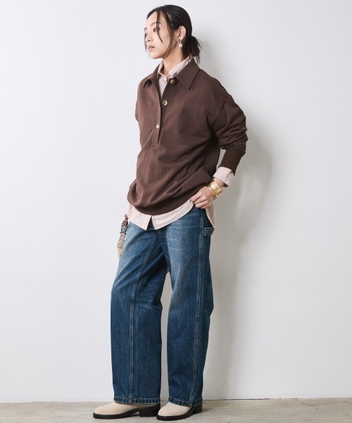 CHIC STYLE（シックスタイル）の「スウェットシャツ＜大きいサイズ有＞シックスタイル（シャツ/ブラウス・レディース・ブラウン/杢グレー/ネイビー・5L/4L/3L/LL/L/M）」の6枚目の写真