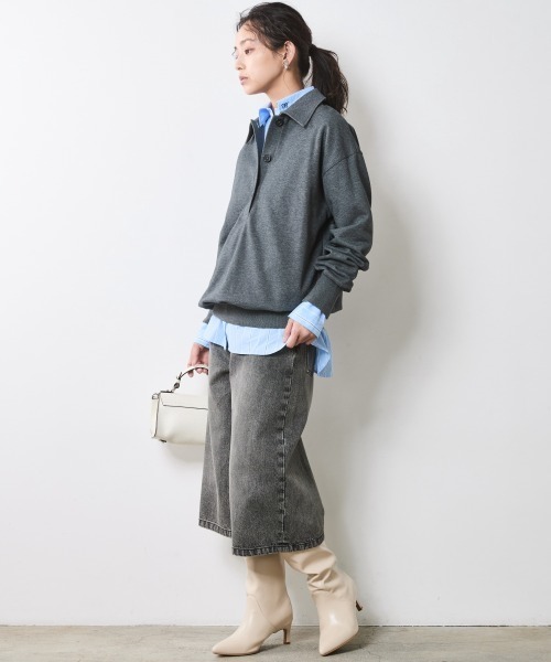 CHIC STYLE（シックスタイル）の「スウェットシャツ＜大きいサイズ有＞シックスタイル（シャツ/ブラウス・レディース・ブラウン/杢グレー/ネイビー・5L/4L/3L/LL/L/M）」の8枚目の写真