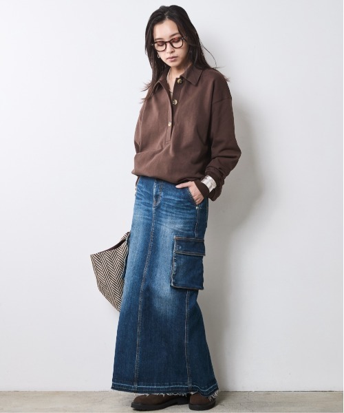 CHIC STYLE（シックスタイル）の「スウェットシャツ＜大きいサイズ有＞シックスタイル（シャツ/ブラウス・レディース・ブラウン/杢グレー/ネイビー・5L/4L/3L/LL/L/M）」の12枚目の写真