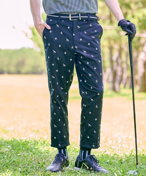 adabat(アダバット)の「【新レーベル ADABAT NAVY】エンブロイダリーモノグラムクロップドパンツ(その他パンツ・メンズ・ブラック・52/46/48/50)」の1枚目の写真