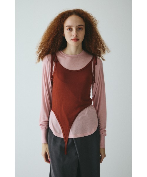 HeRIN.CYE(ヘリンドットサイ)の「Sheer layreard cut tops シアーレイヤードカットトップス(Tシャツ/カットソー・レディース・ピンク/ブラック/ベージュ・FREE)」の3枚目の写真