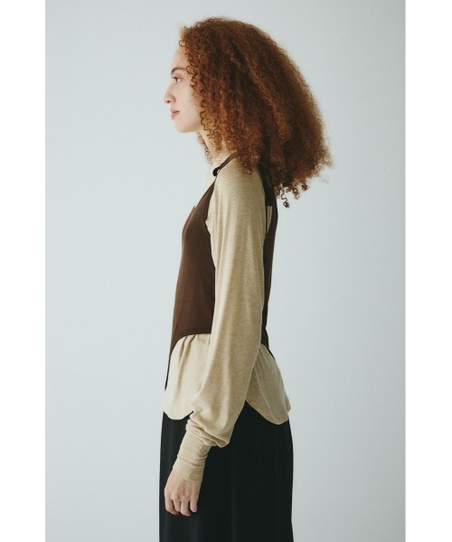 HeRIN.CYE(ヘリンドットサイ)の「Sheer layreard cut tops シアーレイヤードカットトップス(Tシャツ/カットソー・レディース・ピンク/ブラック/ベージュ・FREE)」の11枚目の写真