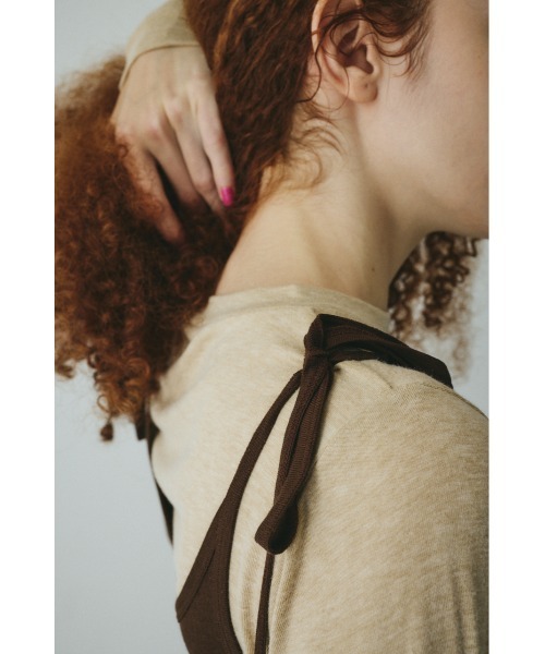 HeRIN.CYE(ヘリンドットサイ)の「Sheer layreard cut tops シアーレイヤードカットトップス(Tシャツ/カットソー・レディース・ピンク/ブラック/ベージュ・FREE)」の15枚目の写真