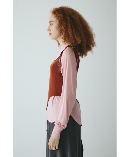 HeRIN.CYE(ヘリンドットサイ)の「Sheer layreard cut tops シアーレイヤードカットトップス(Tシャツ/カットソー・レディース・ピンク/ブラック/ベージュ・FREE)」の7枚目の写真