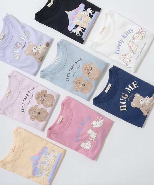 Lycee mine（リセマイン）の「【ソフトコットン】選べる4柄8色展開アソートプリントAラインTシャツ（Tシャツ/カットソー・キッズ・クリーム/オフホワイト/ブルーグレー/ブラック/ライトピンク/ベビーピンク/ラベンダー/ネイビー・100cm/110cm/150cm/140cm/130cm/120cm）」の22枚目の写真