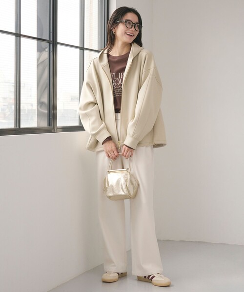 green label relaxing（グリーンレーベルリラクシング）の「ダンボール ジップ フーディ（パーカー・レディース・ブラック/ナチュラル/モカ/グレー・FREE）」の14枚目の写真