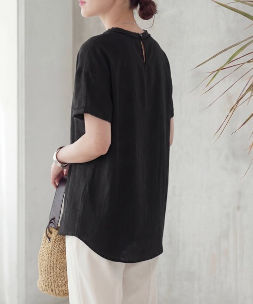 STYLE DELI(スタイルデリ)の「【LUXE】everyday半袖ブラウス(シャツ/ブラウス・レディース・アイボリー/ブラック・FREE)」の4枚目の写真