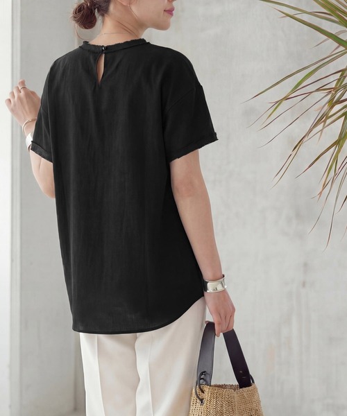 STYLE DELI(スタイルデリ)の「【LUXE】everyday半袖ブラウス(シャツ/ブラウス・レディース・アイボリー/ブラック・FREE)」の6枚目の写真