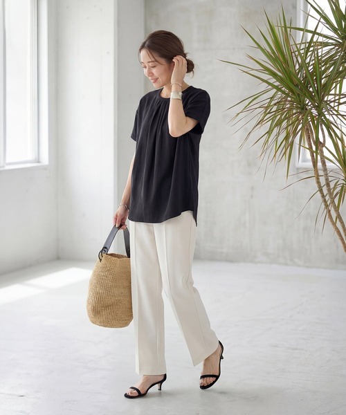 STYLE DELI(スタイルデリ)の「【LUXE】everyday半袖ブラウス(シャツ/ブラウス・レディース・アイボリー/ブラック・FREE)」の14枚目の写真