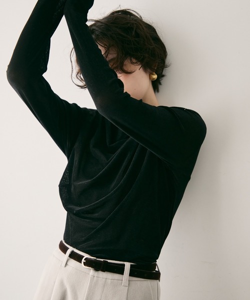 Trish（トリッシュ）の「シアーフロッキードレープロンT（Tシャツ/カットソー・レディース・ブラック/ブラウン/ホワイト・FREE）」の19枚目の写真