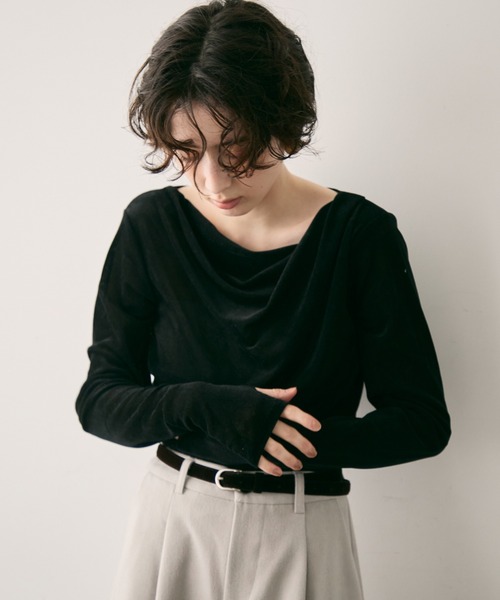 Trish（トリッシュ）の「シアーフロッキードレープロンT（Tシャツ/カットソー・レディース・ブラック/ブラウン/ホワイト・FREE）」の20枚目の写真