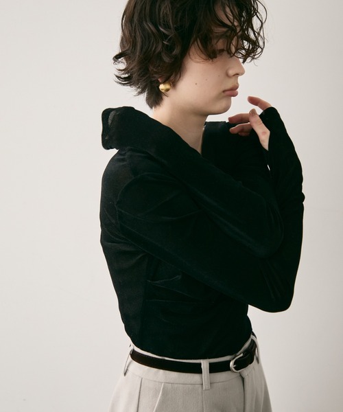 Trish（トリッシュ）の「シアーフロッキードレープロンT（Tシャツ/カットソー・レディース・ブラック/ブラウン/ホワイト・FREE）」の21枚目の写真