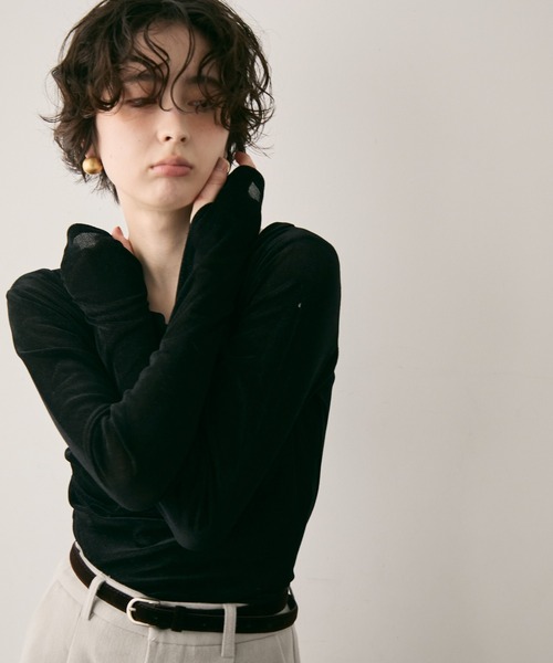 Trish（トリッシュ）の「シアーフロッキードレープロンT（Tシャツ/カットソー・レディース・ブラック/ブラウン/ホワイト・FREE）」の22枚目の写真