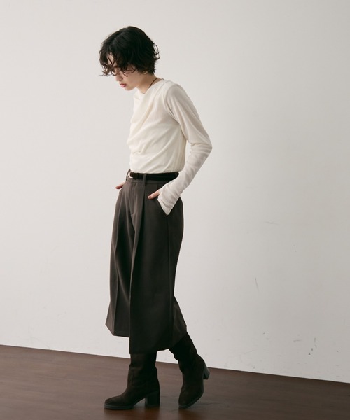 Trish（トリッシュ）の「シアーフロッキードレープロンT（Tシャツ/カットソー・レディース・ブラック/ブラウン/ホワイト・FREE）」の9枚目の写真