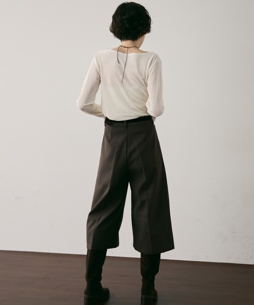 Trish（トリッシュ）の「シアーフロッキードレープロンT（Tシャツ/カットソー・レディース・ブラック/ブラウン/ホワイト・FREE）」の11枚目の写真