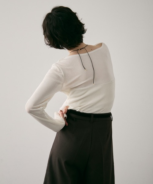 Trish（トリッシュ）の「シアーフロッキードレープロンT（Tシャツ/カットソー・レディース・ブラック/ブラウン/ホワイト・FREE）」の12枚目の写真